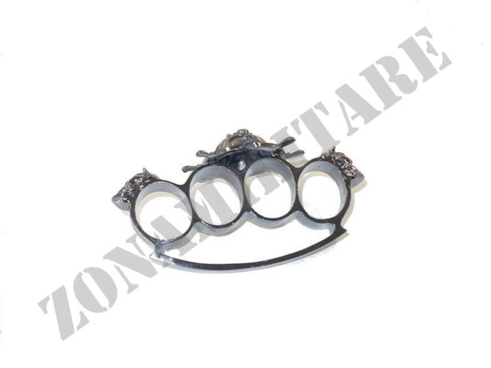 Fermacarte Argentato Con Teste Pirati In Acciaio