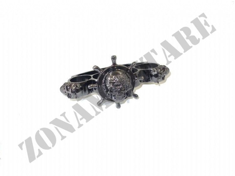 Fermacarte Argentato Con Teste Pirati In Acciaio