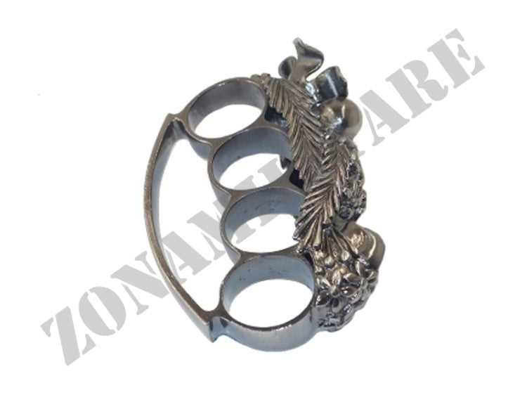 Noccoliera Colore Argento Americana Con Teschio E Fiore