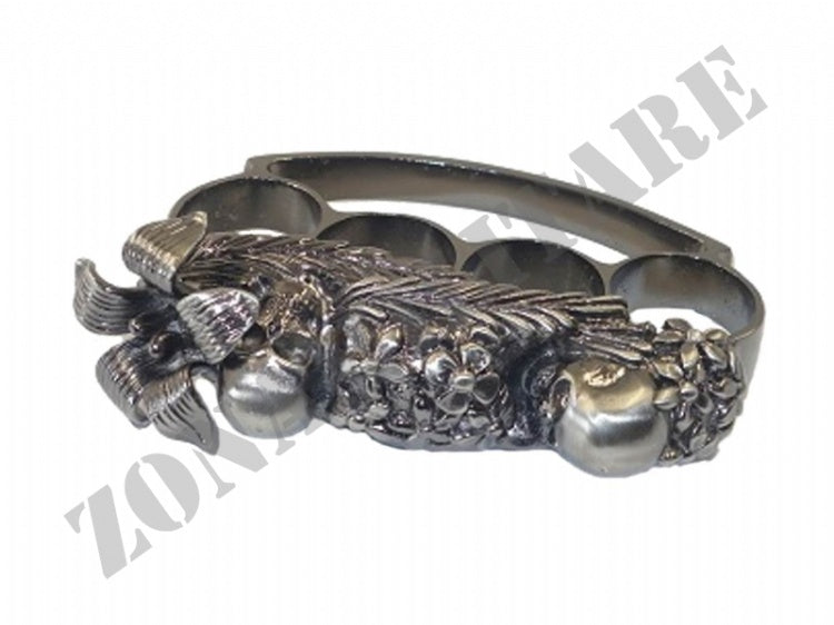 Noccoliera Colore Argento Americana Con Teschio E Fiore