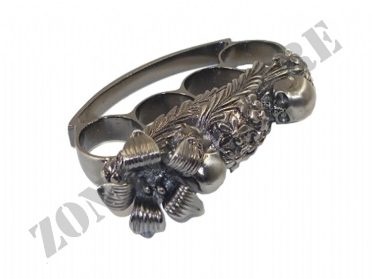 Noccoliera Colore Argento Americana Con Teschio E Fiore