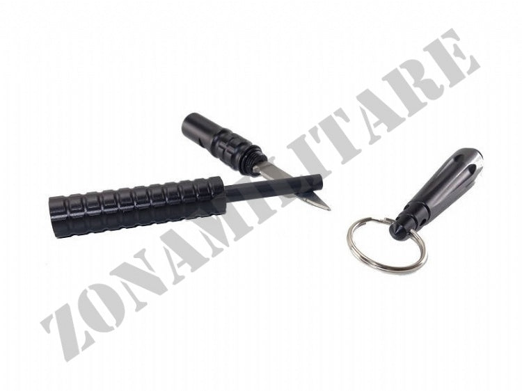 Kubotan Tattico Da Difesa Con Coltellino E Accendifuoco Incorporato