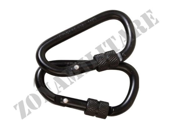 Moschettone Locking Carabiner Colore Nero 2Pcs 8Mm