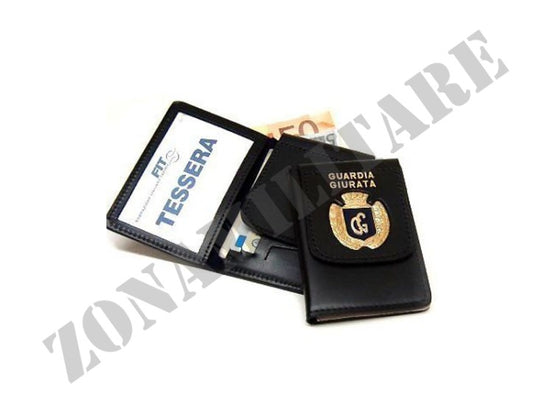 Portafoglio Guardia Giurata Con Patta Fissa E Placca Blu