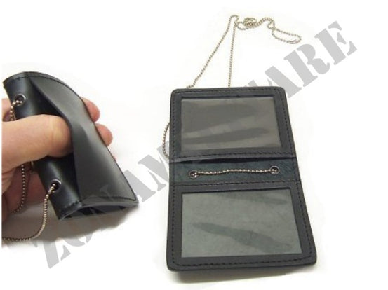 Porta Placca Vega Orizzontale 1Wi09 In Cuoio Colore Nero