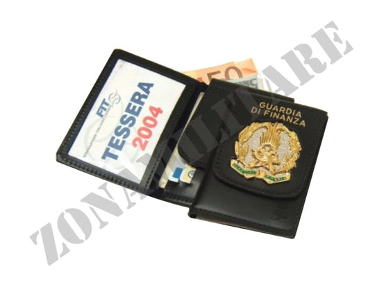 Portafoglio Finanza Con Alloro Dorato Patta Fissa Cuoio