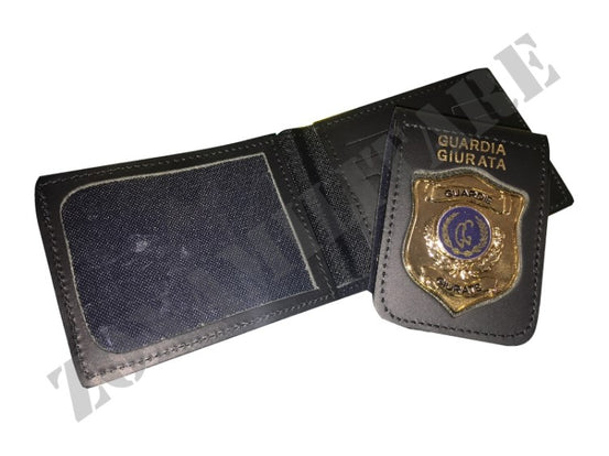 Portafoglio Gpg Cuoio Vega Holster Patta Estraibile Placca Oro