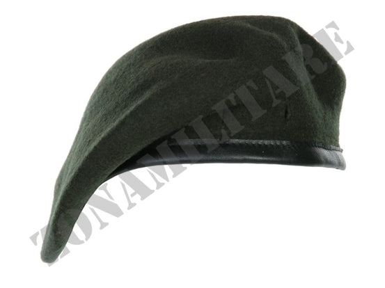 Basco Militare Colorazione Verde Con Bordino In Pelle