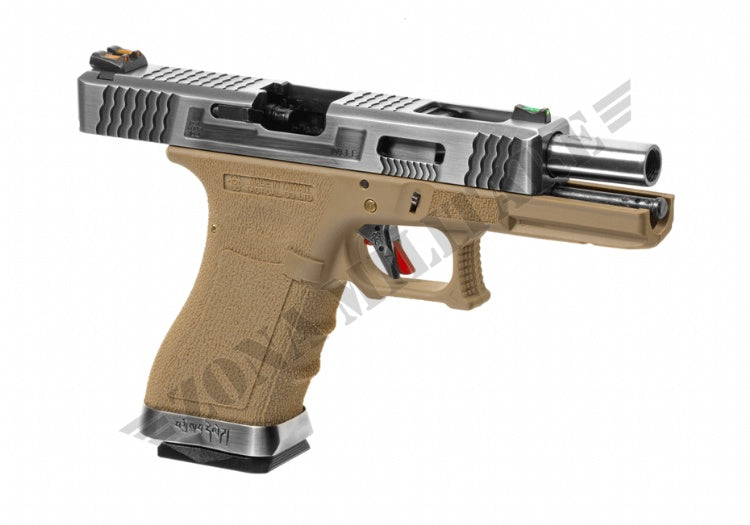 G-Force 17 Sv Silver Barrel Metal Version Desert Gbb We