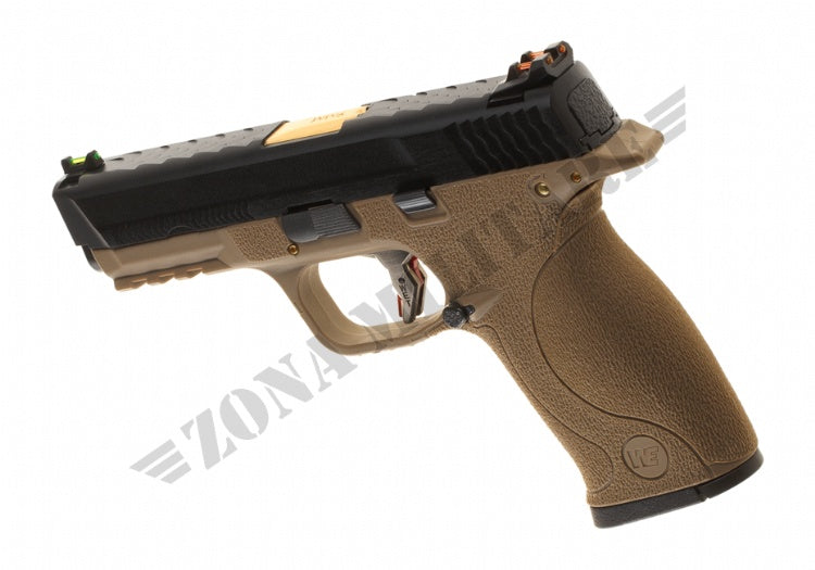 Pistola Wet-05 Bk Gold Barrel Metal Version Gbb We Fde