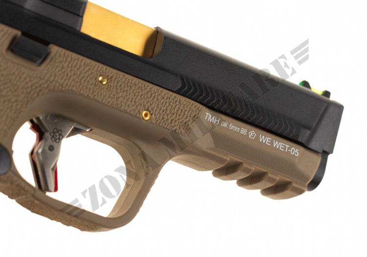Pistola Wet-05 Bk Gold Barrel Metal Version Gbb We Fde