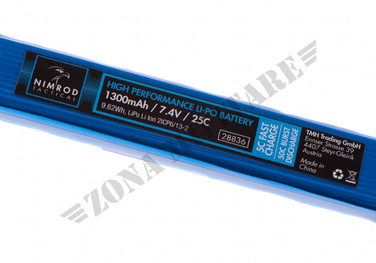 BATTERIA LI-PO 7.4V 1300Mah 25C STOCK TUBE TYPE NIMROD