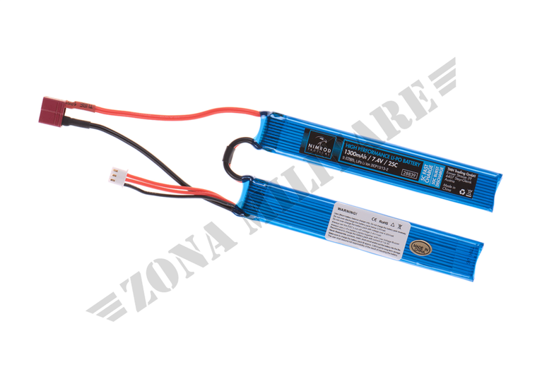 BATTERIA Lipo 7.4V 1300mAh 25C Twin Type T-Plug Nimrod
