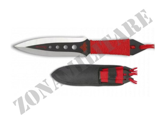 Set 3 Coltelli Da Lancio Con Cordino Rosso Albainox