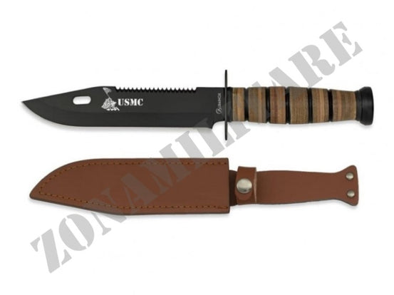 Coltello Usmc Flag Of Fathers Con Astuccio In Pelle Brown