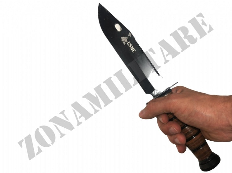 Coltello Usmc Flag Of Fathers Con Astuccio In Pelle Brown