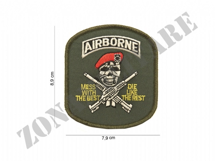 Patch Termo Adesiva Ricamata Airborne Con Teschio