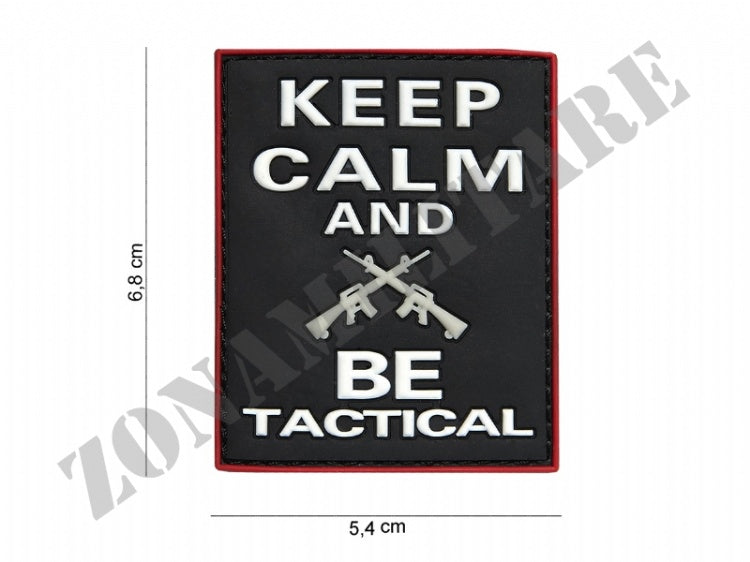 Patch Gommata Pvc 3D Keep Calm And Be Tactical Nera Con Velcro