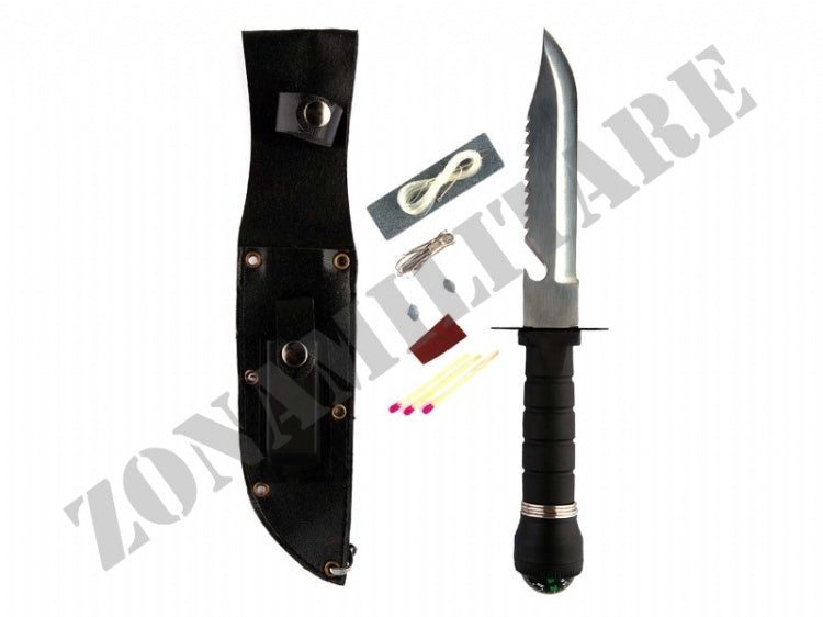 Coltello Survival Con Fodero Woodland E Bussola Fosco