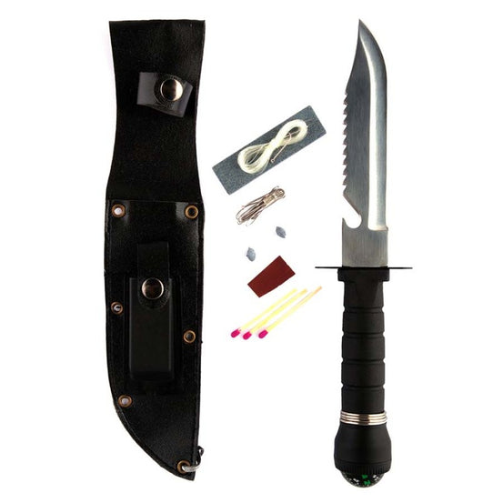 Coltello Survival Con Fodero NERO E Bussola Fosco