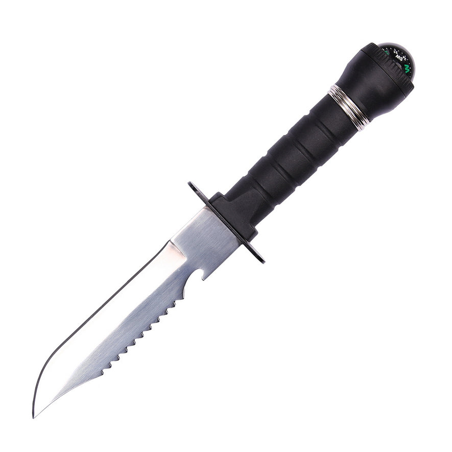 Coltello Survival Con Fodero NERO E Bussola Fosco
