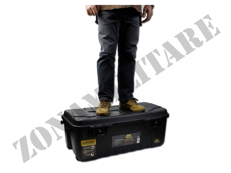 BAULE MILITARE DA TRASPORTO CON RUOTE 100 LITRI NERO PLANO