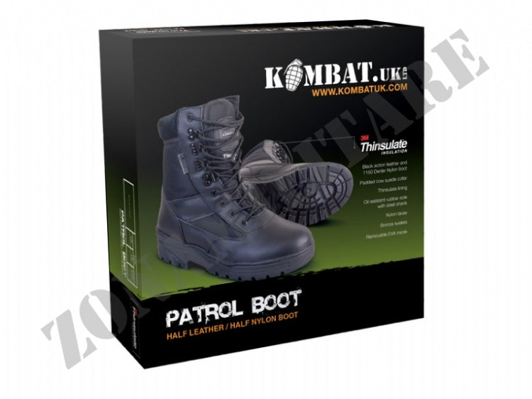 Anfibo Kombat Patrol Pelle E Cordura Nero