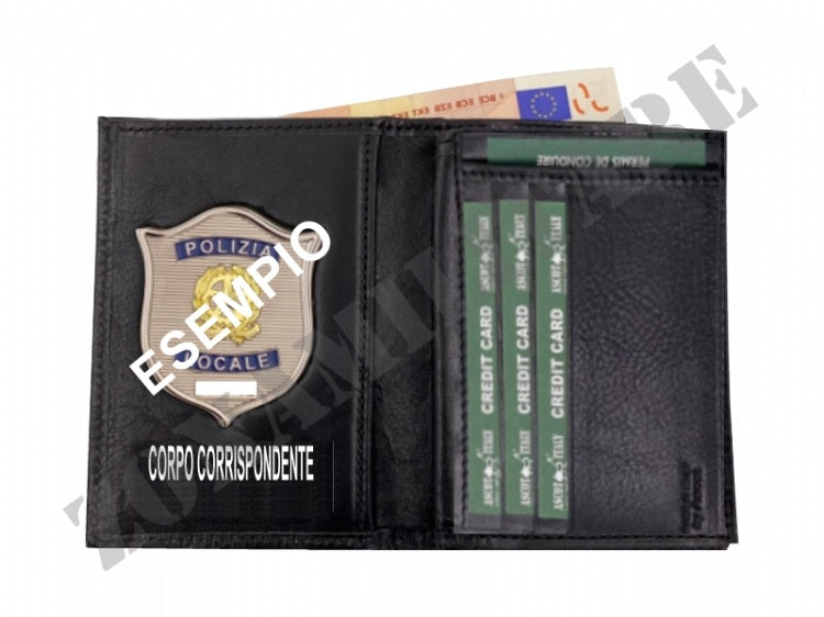 Portafoglio Patta Fissa Vera Pelle Con Placca Ascot Italy