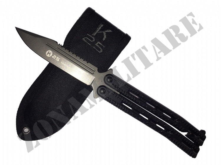 Coltello Rui Butterfly Nero Decorato Rk-36214