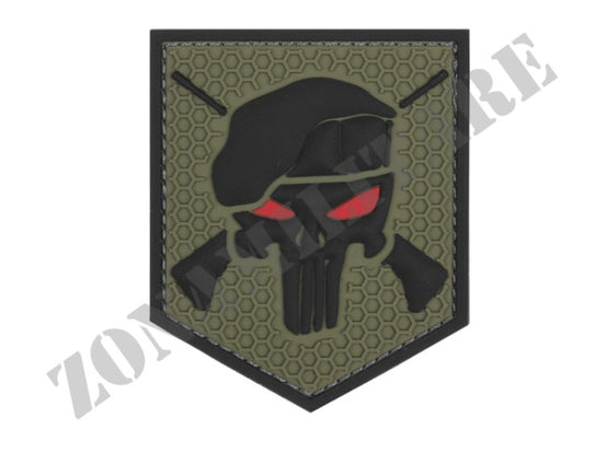 Patch 3D Pvc Commando Punisher Verde Gommata