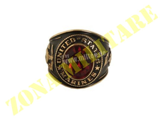 Anello Us Marines Con Pietra Colore Rossa