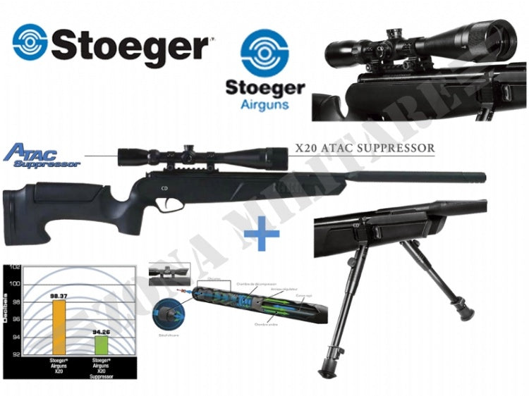 Carabina Stoeger Atac Black Con Ottica 3-9X40 E Bipiede