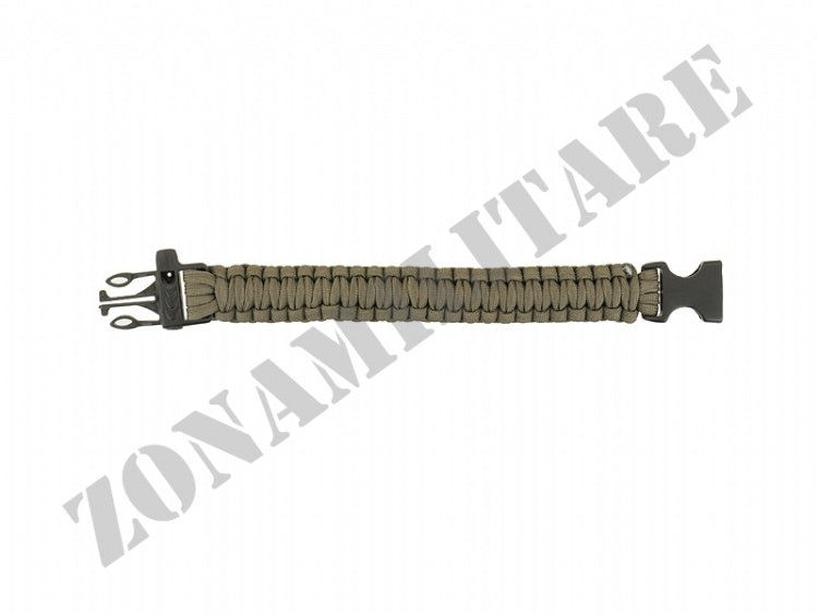 Braccialetto In Paracord Moschettone E Fischietto Verde Od