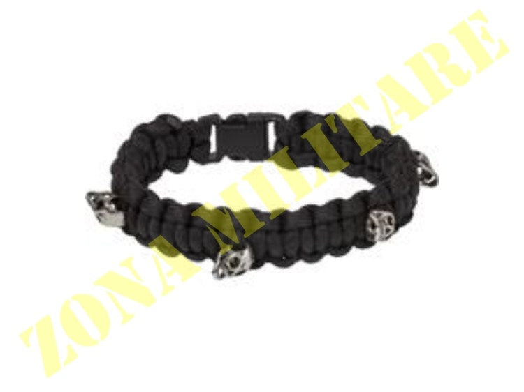 Braccialetto Paracord Con Teschi Metallo