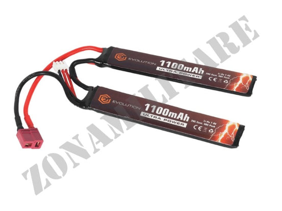 Batteria Lipo Doppio Elemento 7,4V 1100Mah 20/40C Evolution + T-Plug Adapter