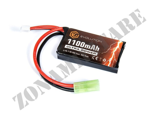 Batteria Lipo 7,4V 1100Mah 20/40C Evolution + T-Plug Adapter