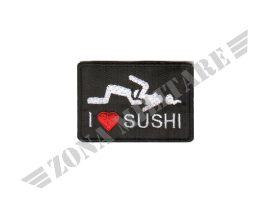 Patch I Love Sushi Ricamata Con Velcro