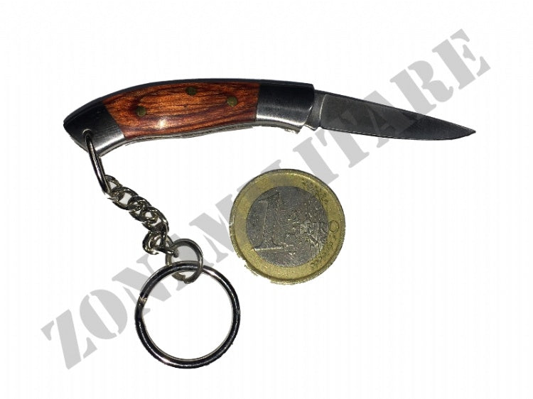 Portachiavi Ad Anello Con Coltellino Manico Legno