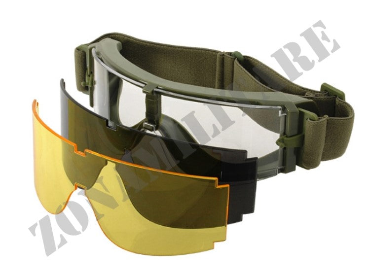 Occhialone Tipo X800 Set 3 Lenti Scocca Od Green