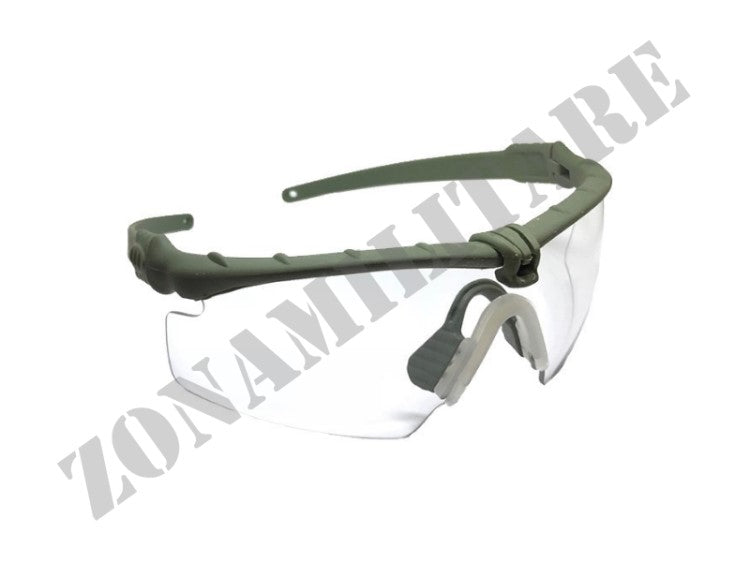 Occhiale Tattico Verde Con Lenti Bianche