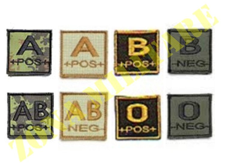 Patch Ricamata Con Velcro Gruppo Sanguigno