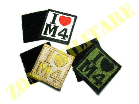 Patch Ricamata Con Velcro I Love M4 Colori Vari