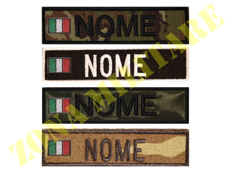 Patch Ricamata Con Nome Bandiera Completa Velcro