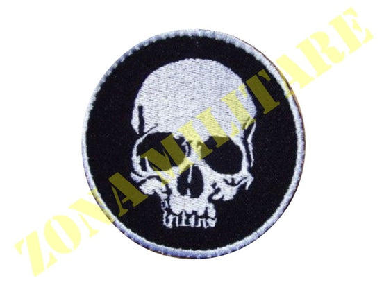 Patch Skull B&W Classic Ricamata Con Velcro