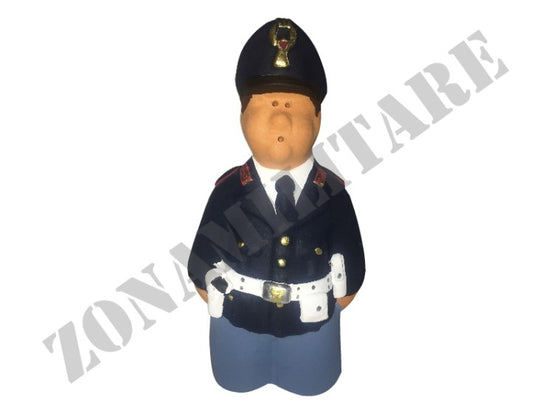 Statuina Polizia In Terracotta Artigianale