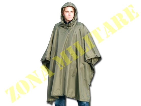 Poncho Anti Pioggia Us Colore Verde Rip-Stop