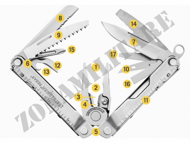 Multifunzione Rebar Coyote Tan Leatherman 17 Utensili