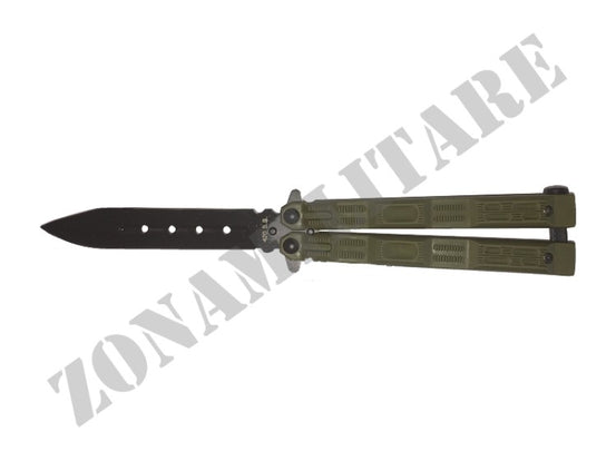 Coltello A Farfalla Manico Gommato Colore Verde