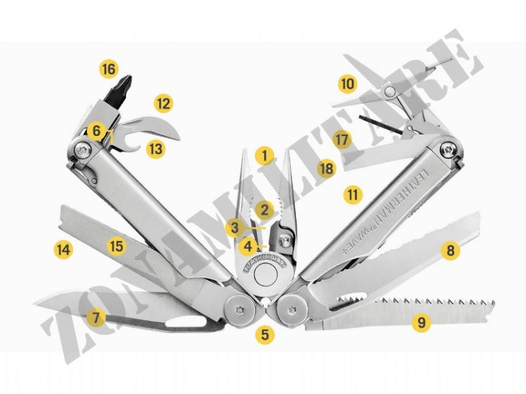 Multifunzione Wave Plus Black Leatherman 18 Utensili