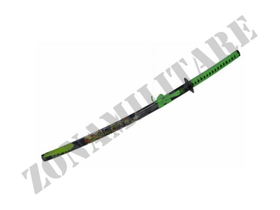 Katana Biohazard Con Profilo Verde E Sangue Verde Lama